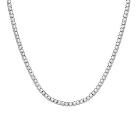 BIJUTERII PLACATE CU AUR - Colier tennis Maeve, argintiu, decorat cu zirconiu, la baza gâtului - Colecția Celebration