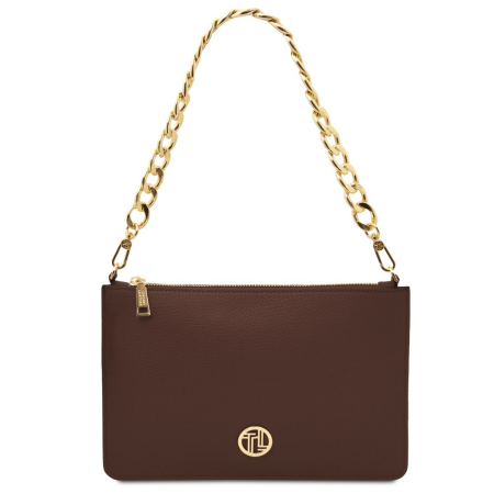 Clutch-uri & Genți plic - DIVA - Clutch din piele naturală cu curea lanț