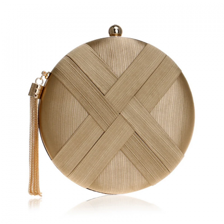 GENTI - Geantă clutch de ocazie Aurelia, aurie, rotundă, cu aspect satinat