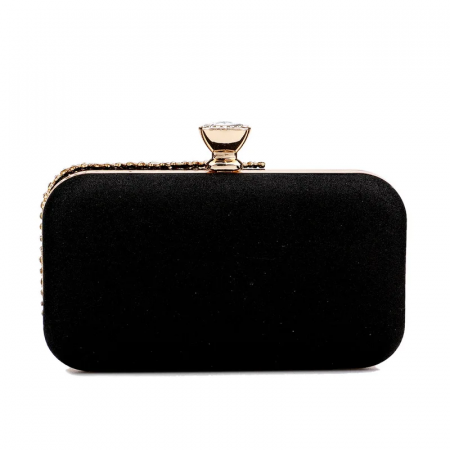 Geantă clutch de ocazie Darcie, neagră, decorată cu pietre [2]