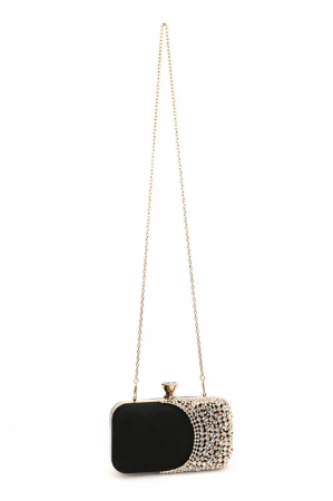 Geantă clutch de ocazie Darcie, neagră, decorată cu pietre [3]