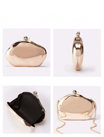Geantă clutch premium Aspyn, aurie, cu aspect lucios metalizat [3]