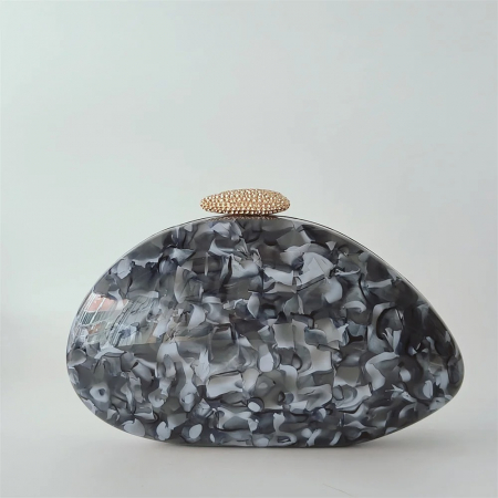 Geantă clutch premium Ryleigh, gri, asimetrică, cu aspect de marmură [4]