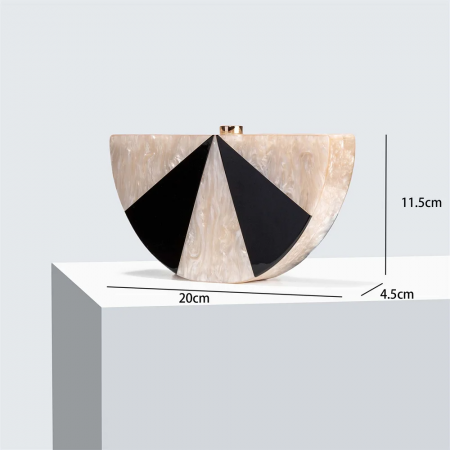 Geantă clutch premium Leila, bej cu negru, cu aspect marmorat [4]