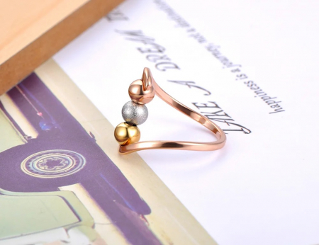 Inel Juliette, auriu rose, din oțel inoxidabil placat cu aur 18K - Colecția Parisian [3]