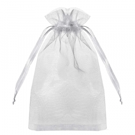 Săculeț organza, alb, cu șnur din satin [1]