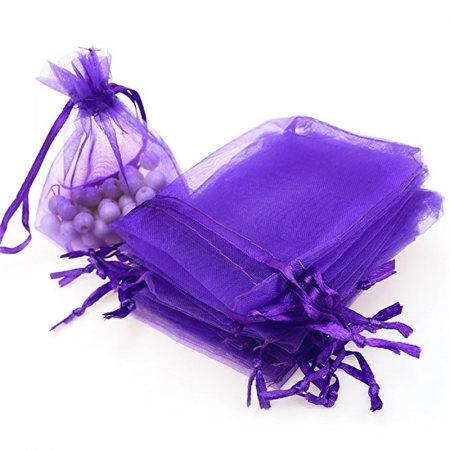 AMBALAJE CADOU - Săculeț organza, mov, cu șnur din satin