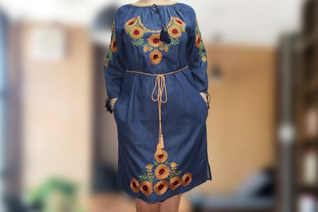Rochii Dama - Rochie denim brodata ANDREEA