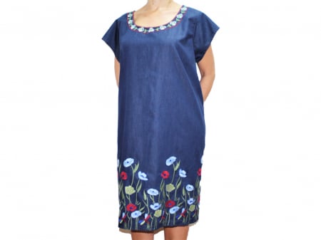 Rochii Dama - Rochie denim brodata LETITIA