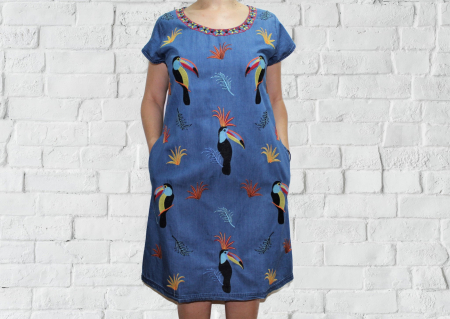Rochii Dama - Rochie denim brodata PAULA 2