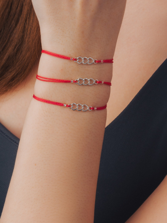 Bratara snur argint 3 inimi Bratari snur Argint 925 - Bratara snur argint 3 inimi