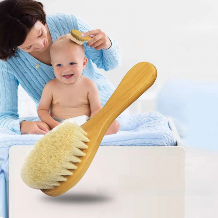 Perie pentru bebelusi, din par natural de capra si maner din lemn BAMBOOD [2]