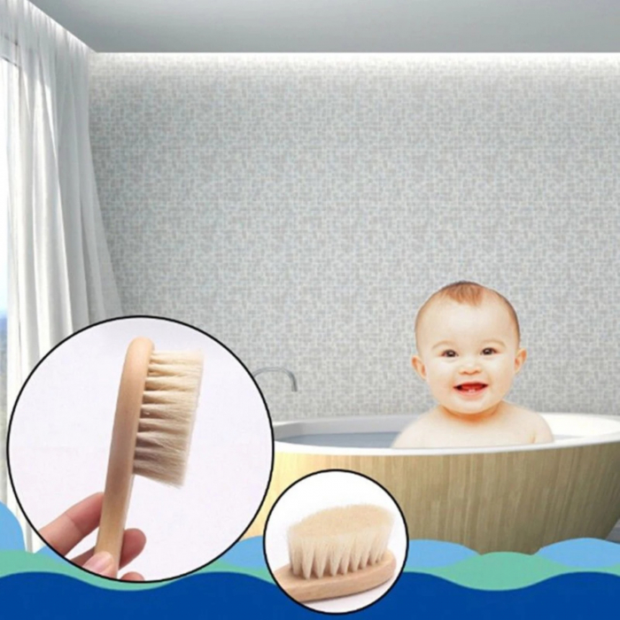 Perie pentru bebelusi, din par natural de capra si maner din lemn BAMBOOD [3]