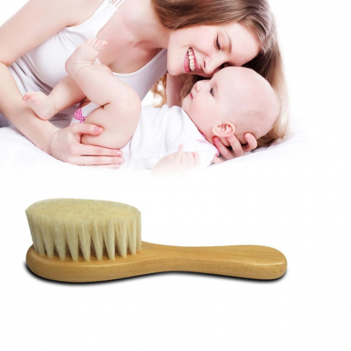 Perie pentru bebelusi, din par natural de capra si maner din lemn BAMBOOD [6]