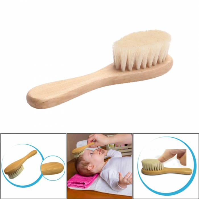 Perie pentru bebelusi, din par natural de capra si maner din lemn BAMBOOD [5]