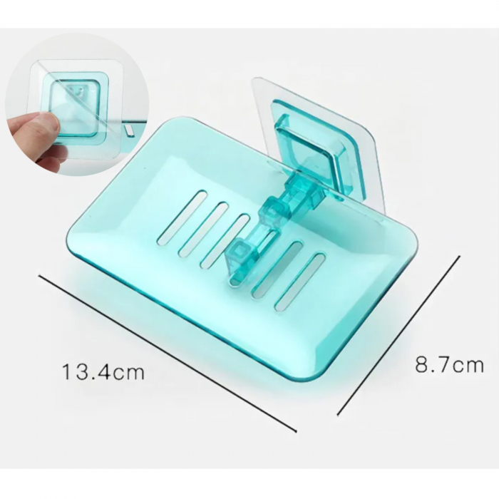 Sapuniera baie, savoniera dus, sapuniera cu montare pe perete, negru-transparent [4]