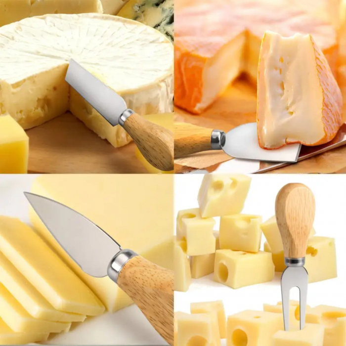 Set 4 cutite branzeturi, cutite pentru cascaval, spatule pentru branzeturi, cutite cu maner din lemn [2]