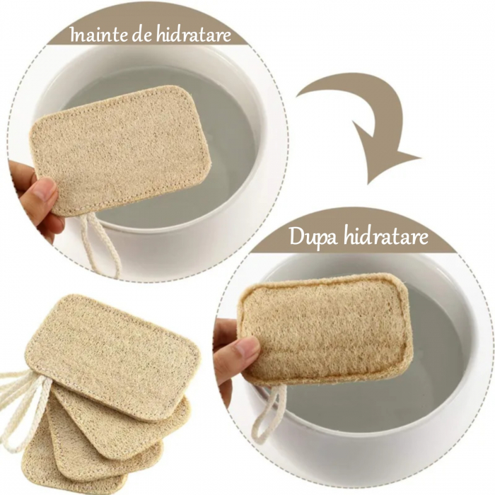 Burete din fibra naturala pentru vase, burete lufa tare, burete usor abraziv [5]