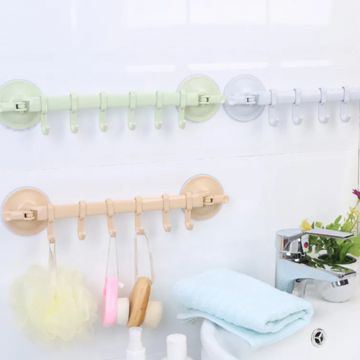 Cuier cu ventuze pentru baie, suport pe colt din plastic cu ventuze, roz [4]