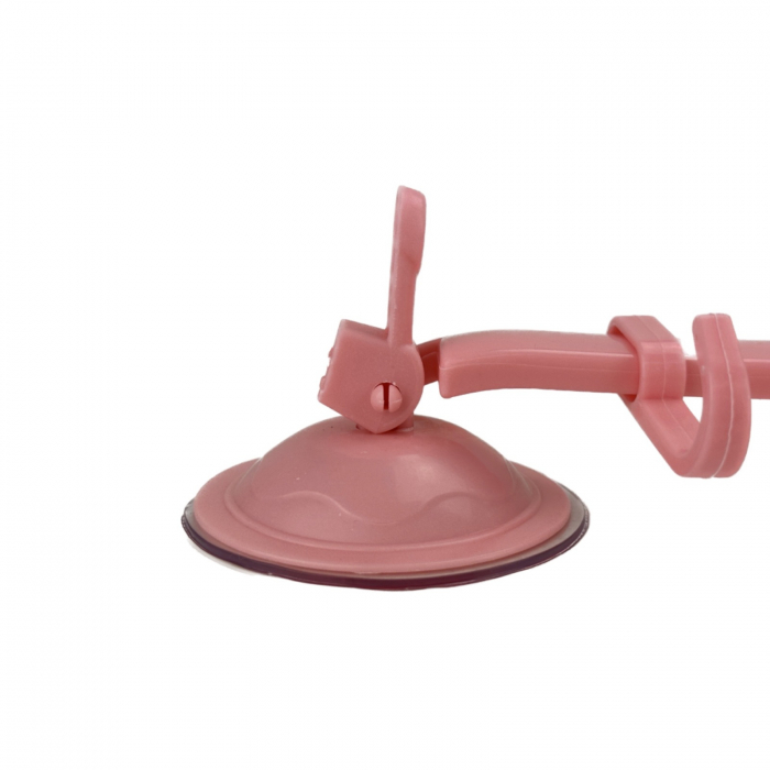 Cuier cu ventuze pentru baie, suport pe colt din plastic cu ventuze, roz [2]