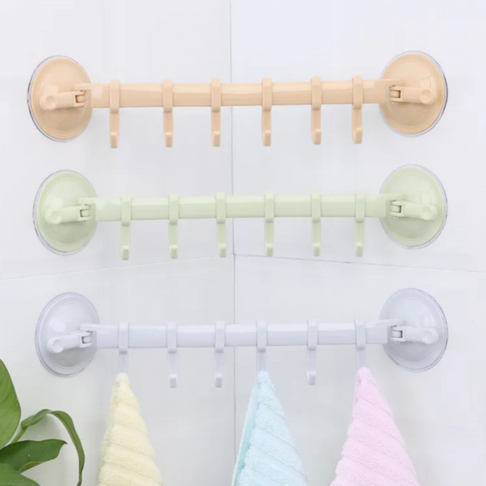 Cuier cu ventuze pentru baie, suport pe colt din plastic cu ventuze, verde [3]