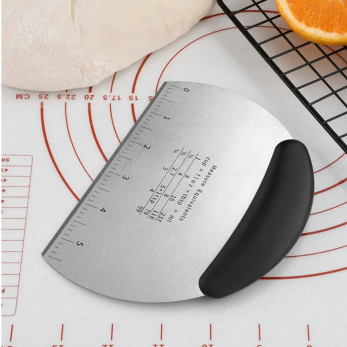 Cutit pentru aluat, taietor de aluat, racleta patiserie inox cu maner din silicon, rosu [3]