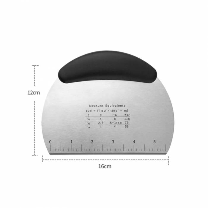 Cutit pentru aluat, taietor de aluat, racleta patiserie inox cu maner din silicon, rosu [4]