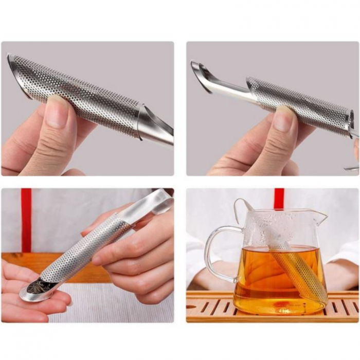 Filtru de ceai metalic cilindric, Infuzor din Inox [6]