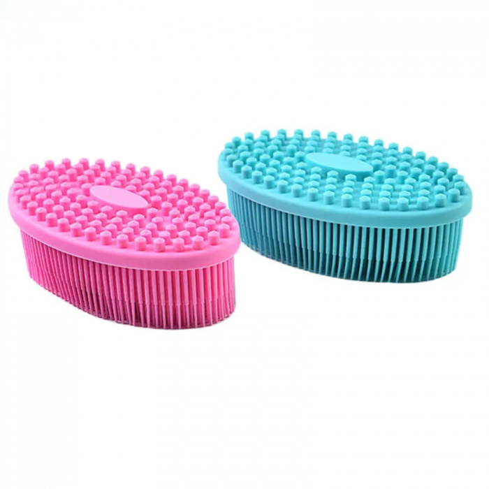 Perie pentru corp 2 in 1, din silicon pentru curatare, exfoliere si masaj corporal [2]