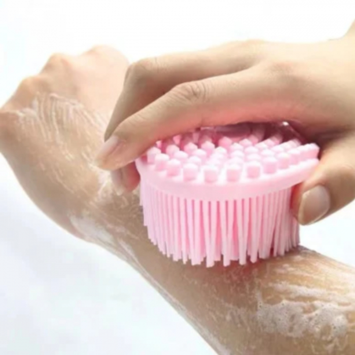 Perie pentru corp 2 in 1, din silicon pentru curatare, exfoliere si masaj corporal [3]