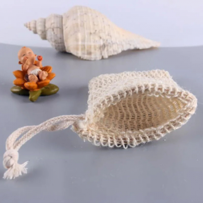 Saculet exfoliant pentru sapun, saculet din sisal, saculet depozitare sapun, sac exfoliant din fibra naturala [2]