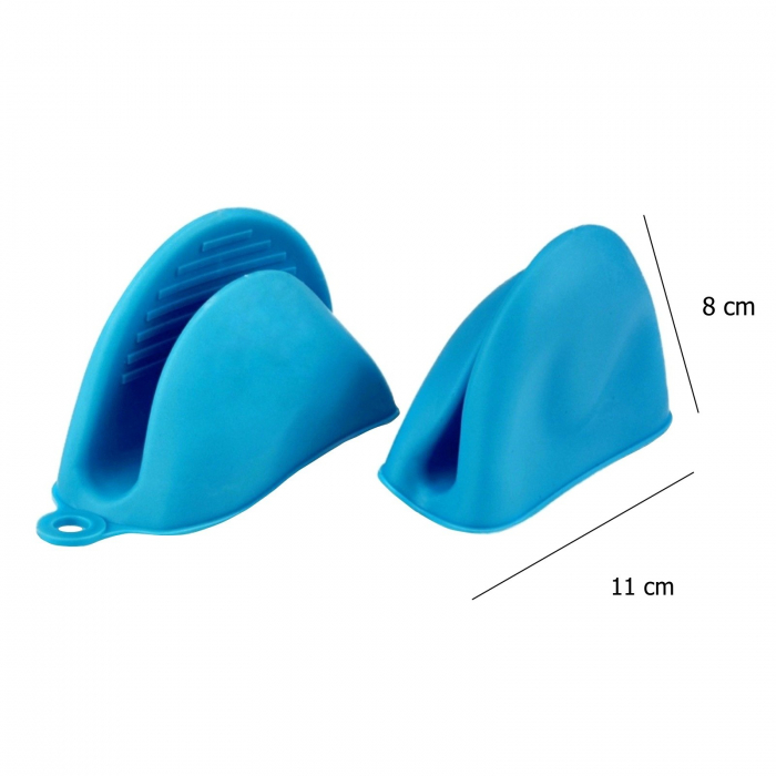 Set 2 bucati, manusa din silicon, manusi pentru cuptor, manusa bucatarie, albastru deschis [2]