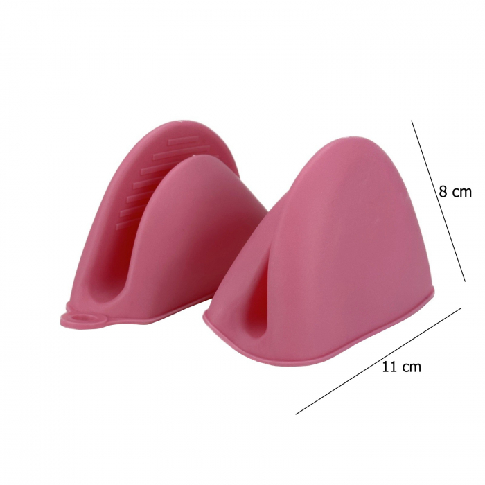 Set 2 bucati, manusa din silicon, manusi pentru cuptor, manusa bucatarie, roz [2]