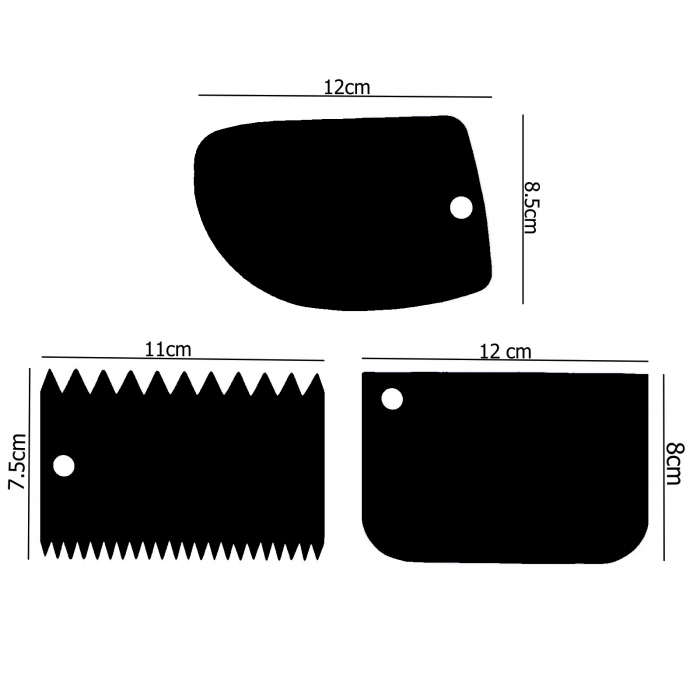 Set 3 raclete pentru tort, nivelator de finisat tortul, spatula torturi [2]