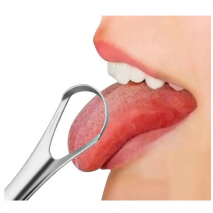 Set 3 ustensile INOX ORAL CARE pentru curatarea limbii + cutie metal [2]