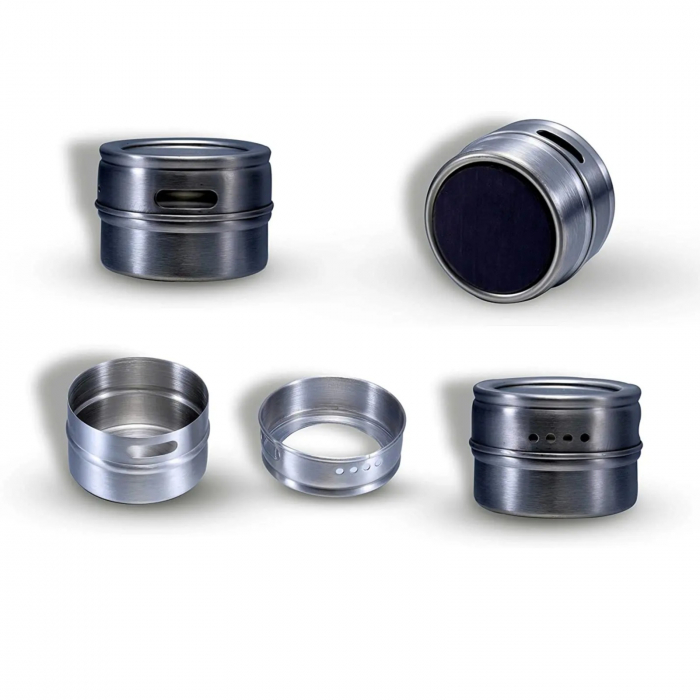 Set 6 recipiente cu magnet, pentru condimente, INOX [5]