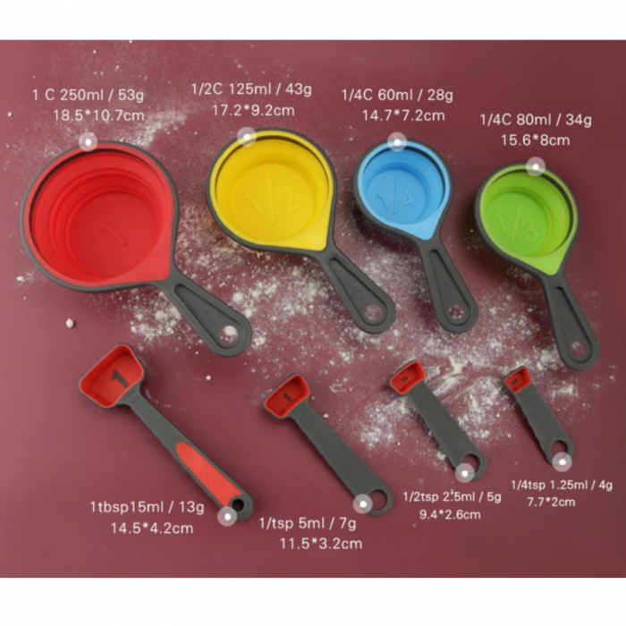 Set 8 cupe pliabile din silicon pentru masurat [2]