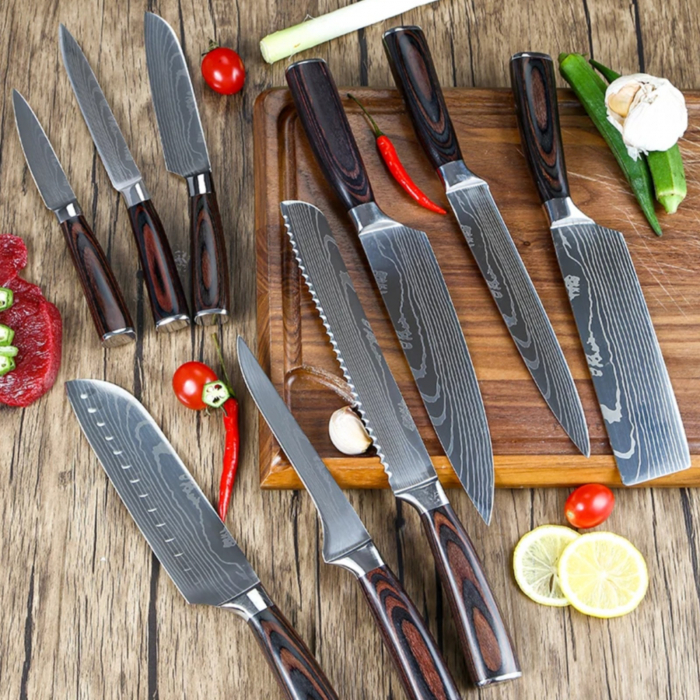 Set 9 cutite din otel japonez, maner Pakka, Damascus Steel [2]