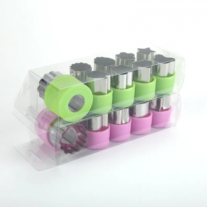 Set 9 forme pentru taiere legume si fructe, cutter fructe din inox, set decupare fructe, verde [4]