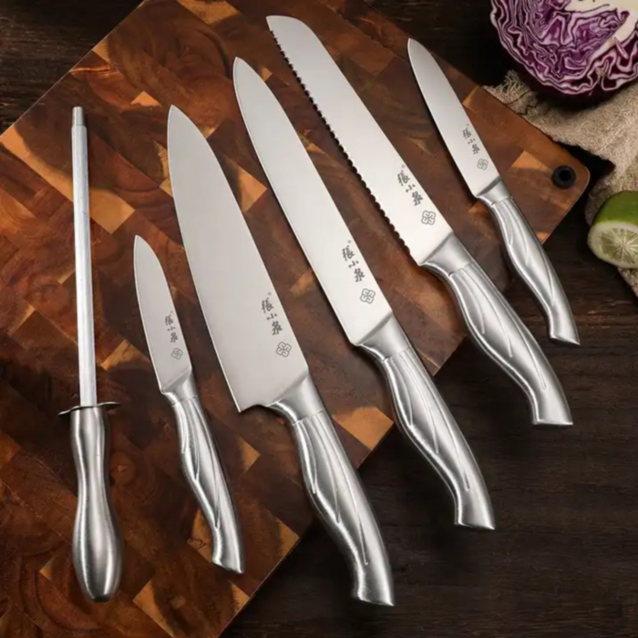 Set cutite din inox, 14 piese in set, 11 cutite, 1 foarfeca, 1 masat diamant, 1 suport acrilic [3]