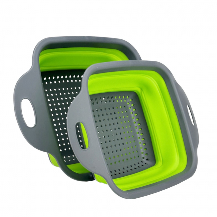 Set 2 strecuratori silicon, strecuratoare pliabila patrata, strecuratoare pliabila silicon pentru spalat fructe, legume [6]
