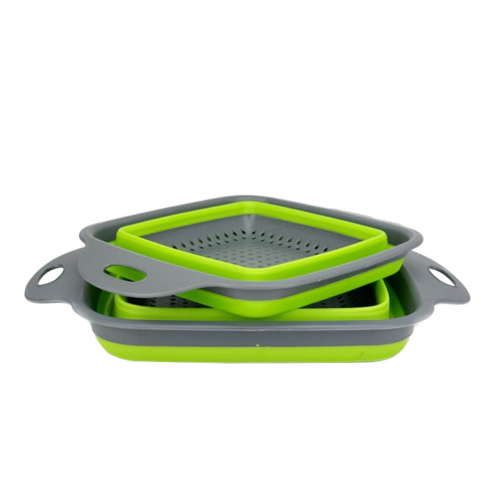 Set 2 strecuratori silicon, strecuratoare pliabila patrata, strecuratoare pliabila silicon pentru spalat fructe, legume [7]