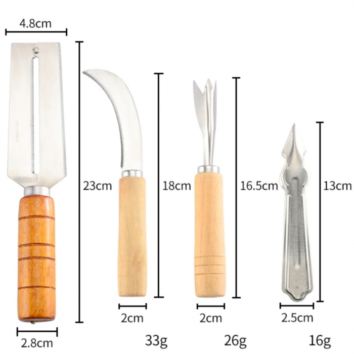 Set ustensile pentru curatat ananasul, inox [2]
