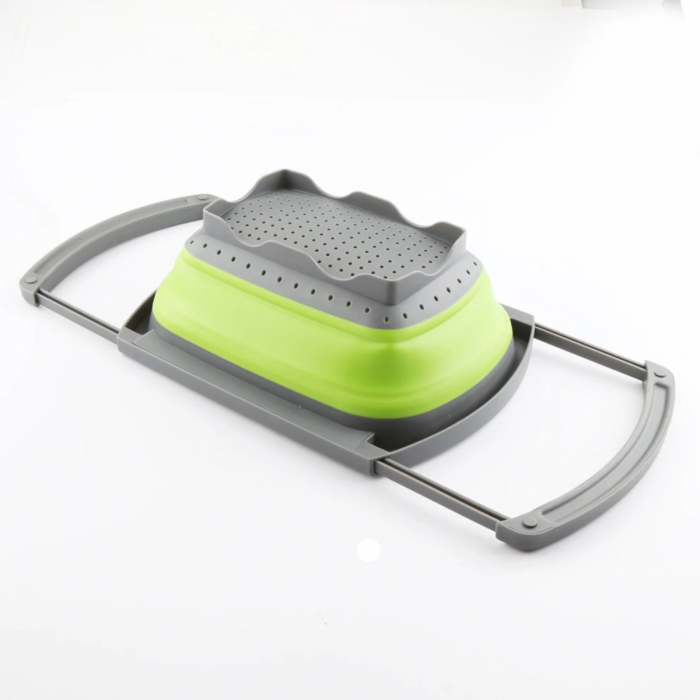 Strecuratoare pliabila din silicon, cu manere extensibile, sita cu manere pentru chiuveta spalat fructe si legume/scurs paste, manere reglabile [2]