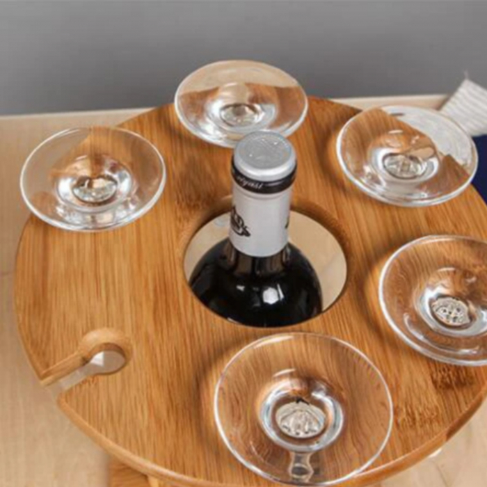 Suport din lemn pentru o sticla si 6 pahare de vin [4]