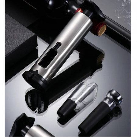Set tirbuson, pentru deschis sticle de vin, 4 accesorii, taietor, aerator, dop de varsare [3]