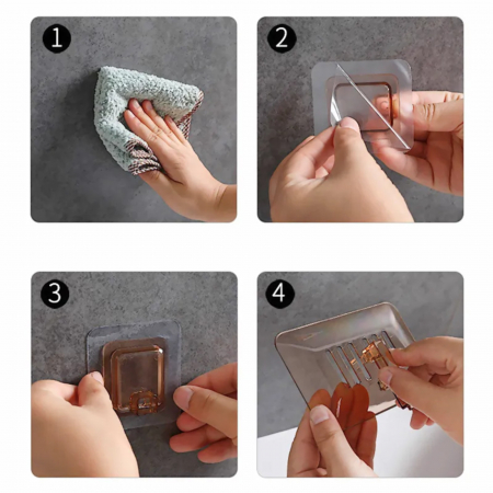 Sapuniera baie, savoniera dus, sapuniera cu montare pe perete, negru-transparent [1]