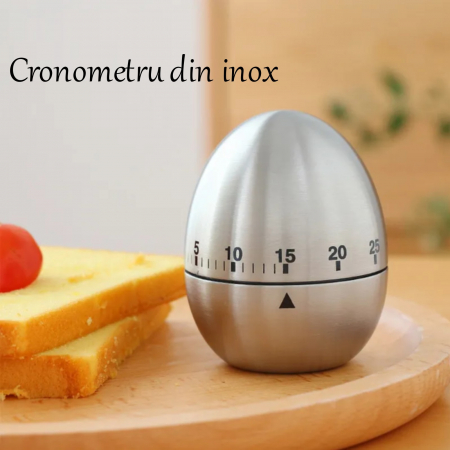 Timer inox in forma de ou, cronometru gatit, cronometru bucatarie cu alarma [1]