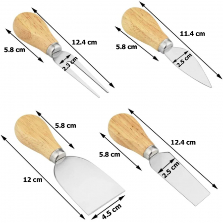 Set 4 cutite branzeturi, cutite pentru cascaval, spatule pentru branzeturi, cutite cu maner din lemn [2]