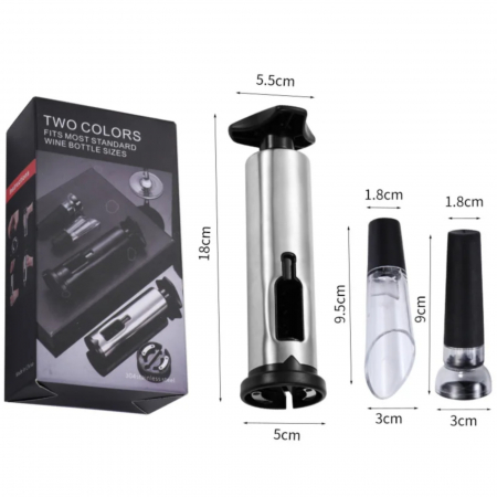 Set tirbuson, pentru deschis sticle de vin, 4 accesorii, taietor, aerator, dop de varsare [1]